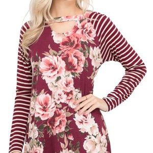 Floral print striped shirt